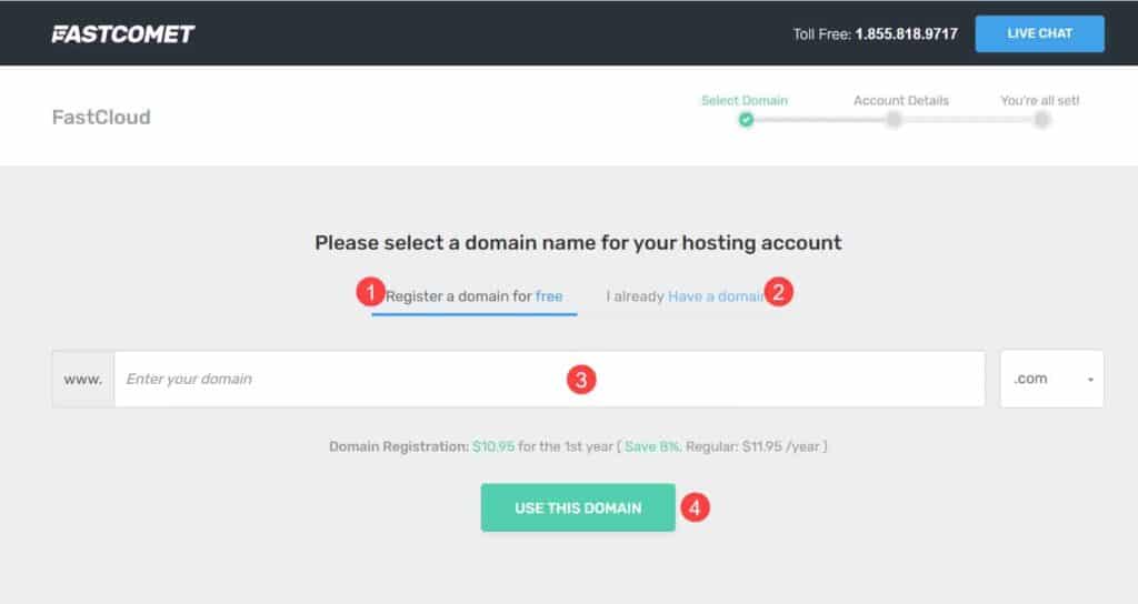 FastComet Hosting Purchase Step 1