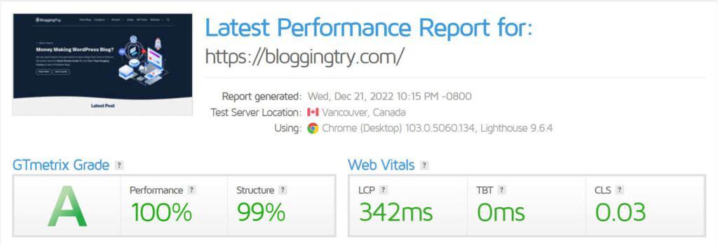 Fastcomet GTmetrix Result