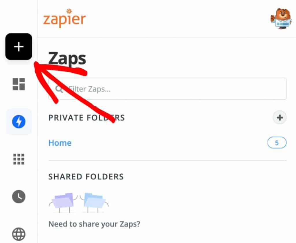 Click to Create a Zap in Zapier