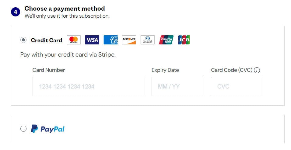 Choose Payment Option