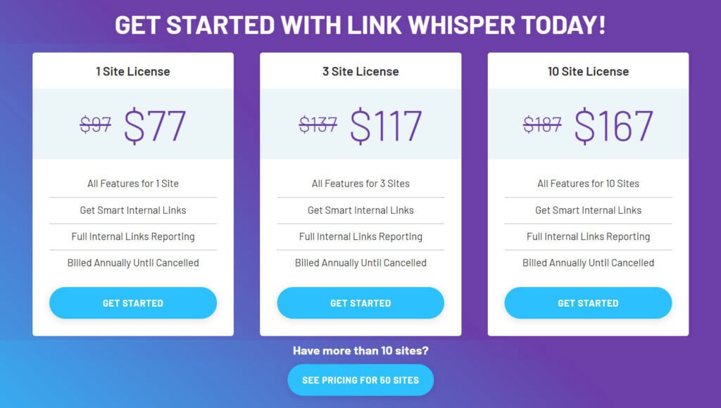 Link Whisper Pricing Details