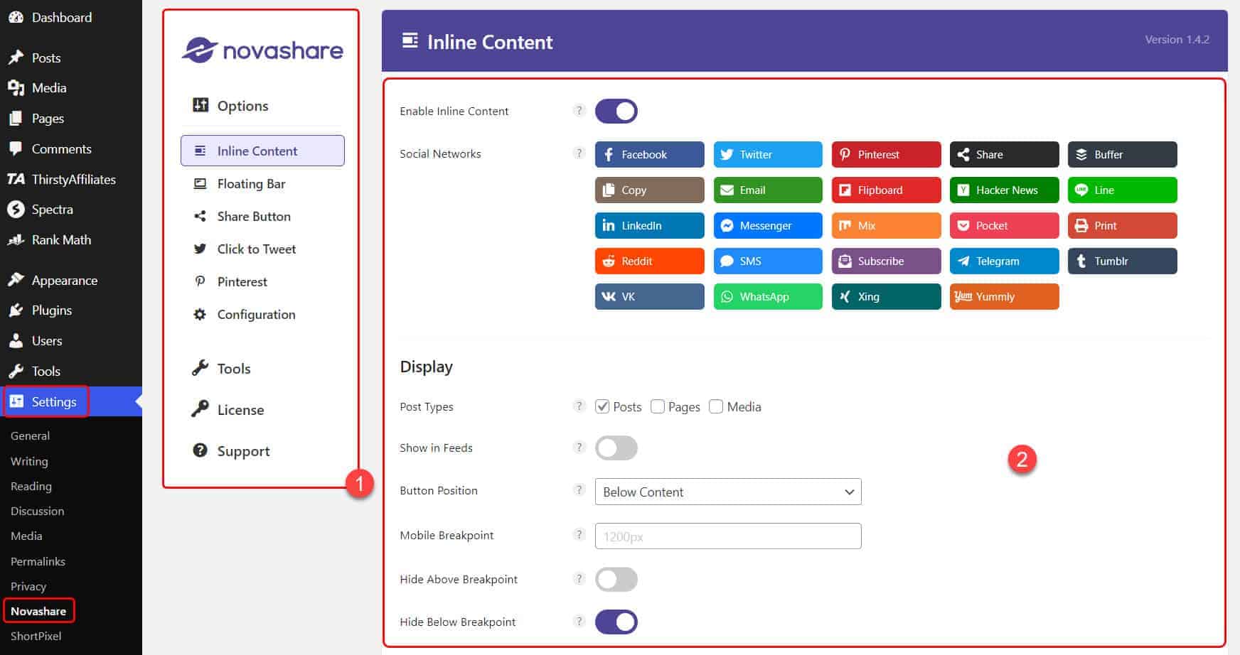 Novashare Configuration Dashboard