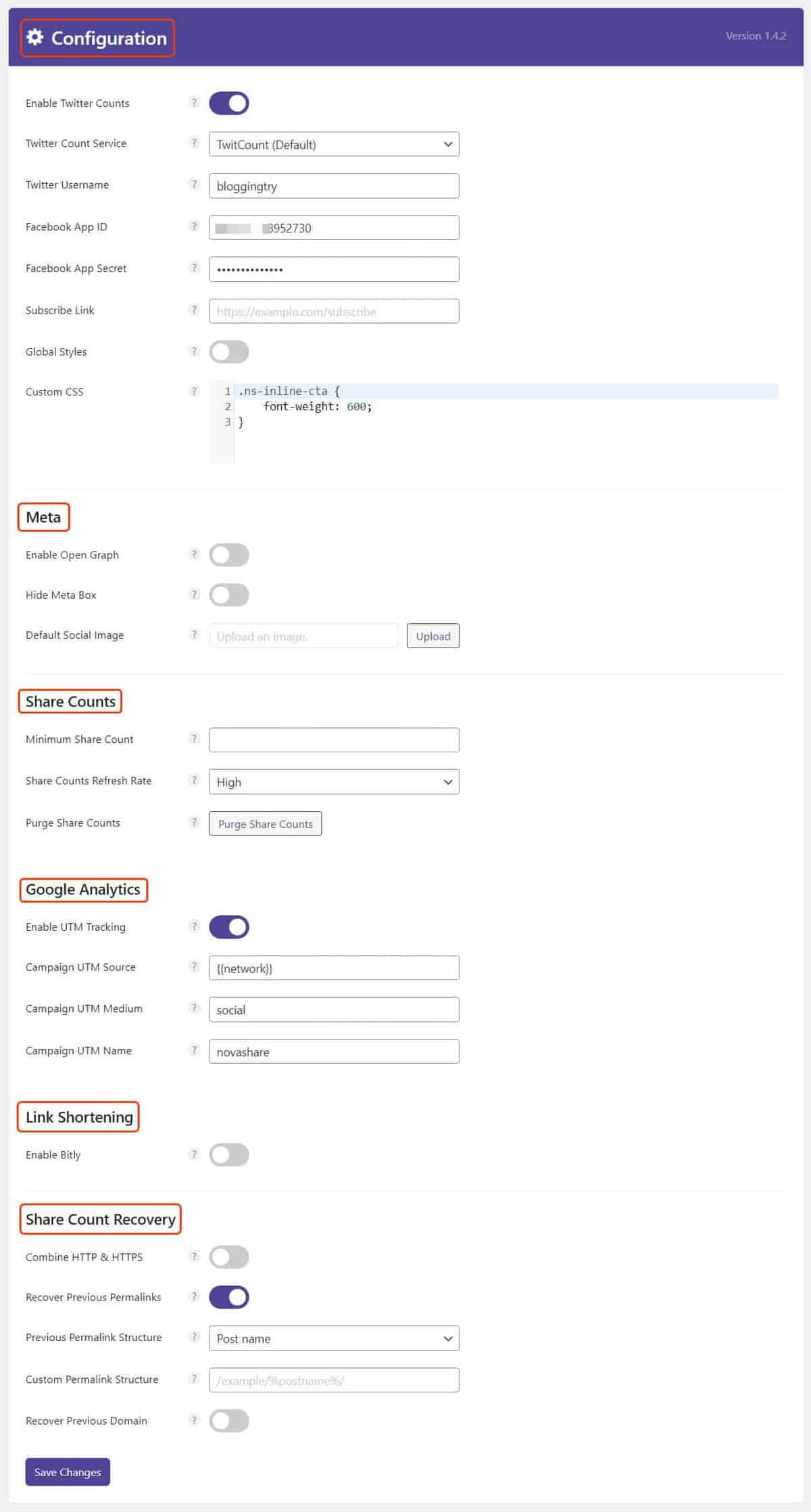 Novashare Default Configuration