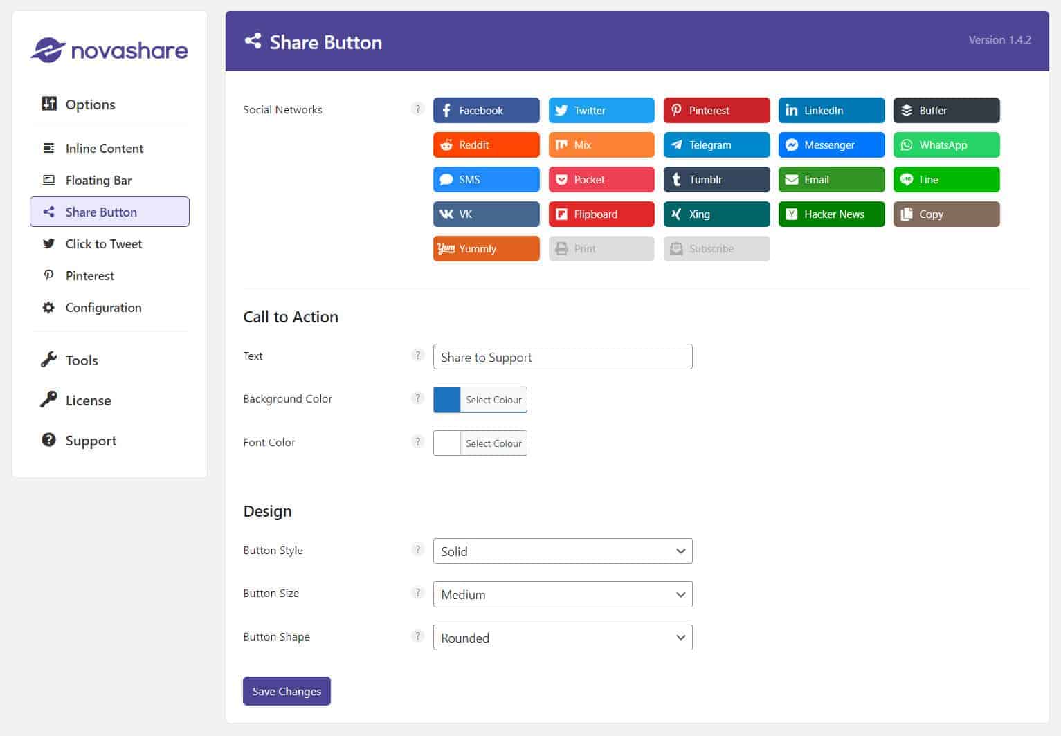 Novashare Share Buttons Setting