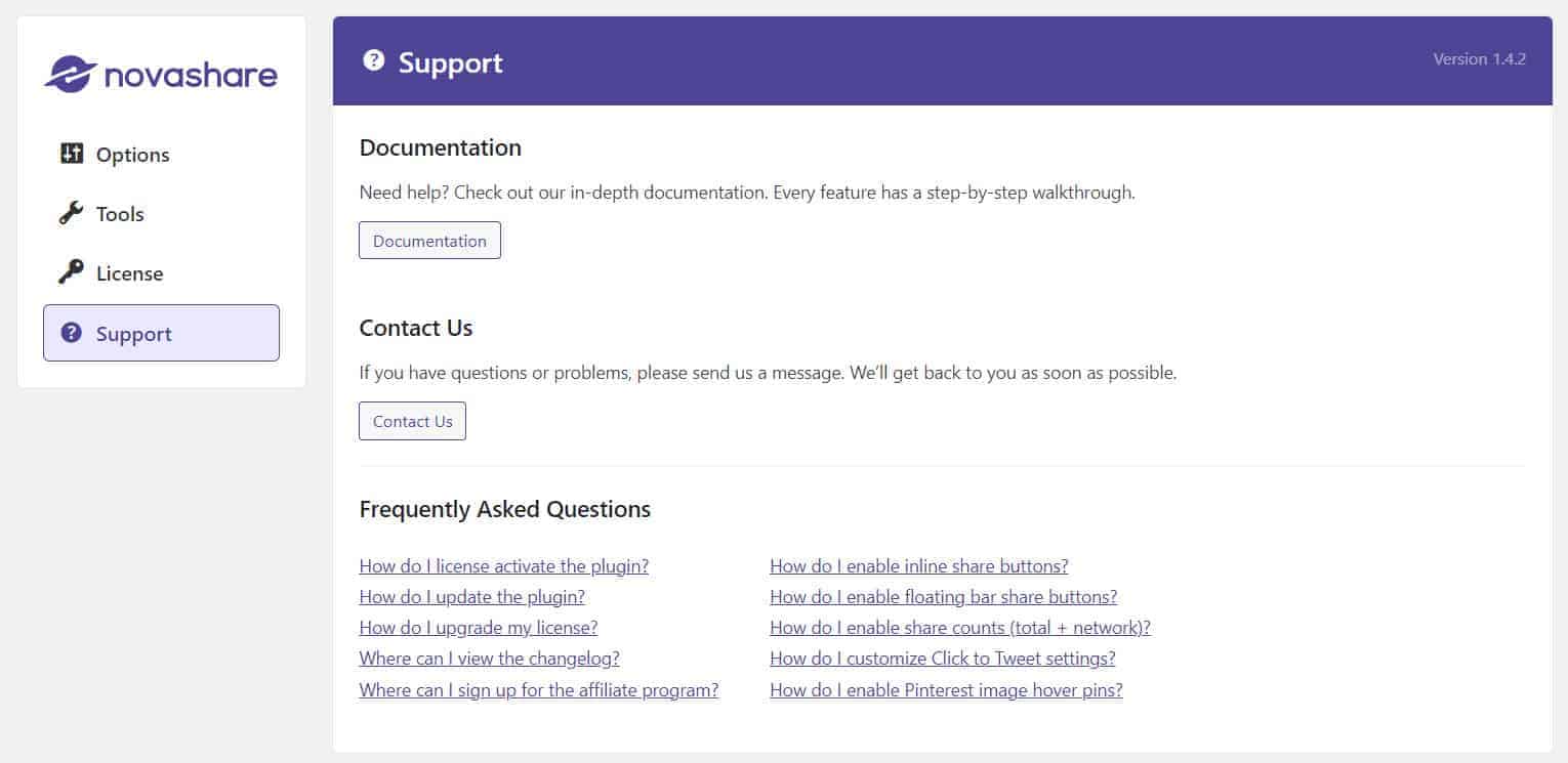 Novashare Support Method