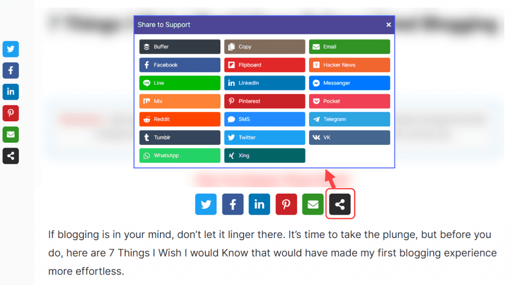 Using Novashare Share Buttons