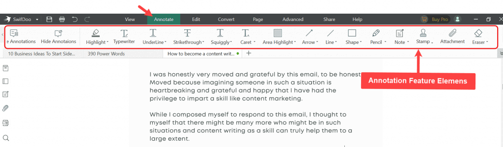 SwifDoo Annotation Functions