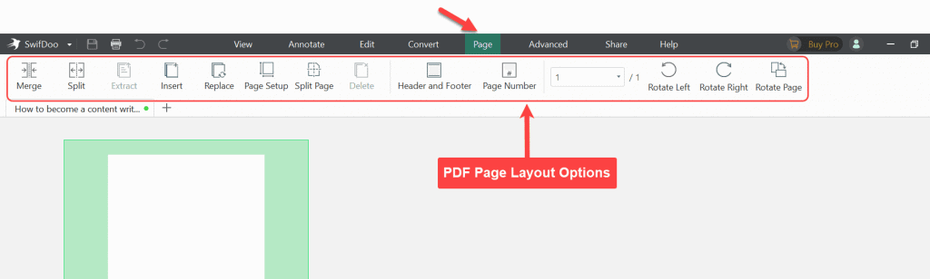 SwifDoo PDF Page Layout Functions