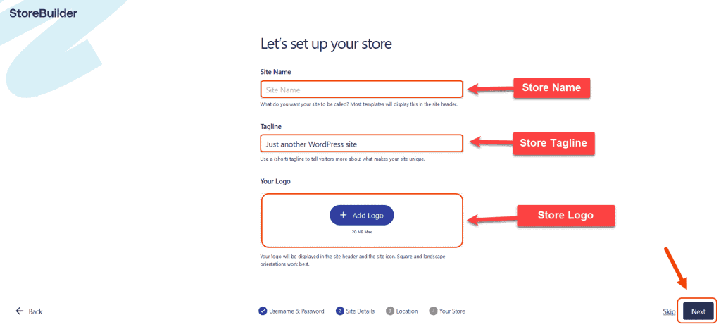 StoreBuilder AI Wizard Step 2
