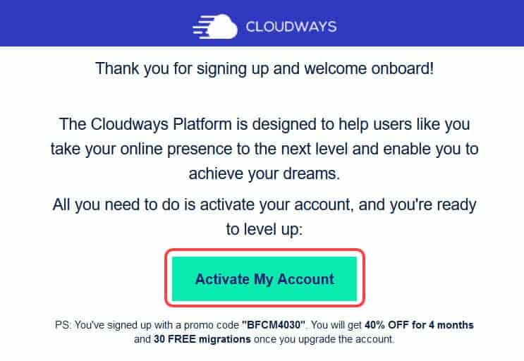 Activate Cloudways Account