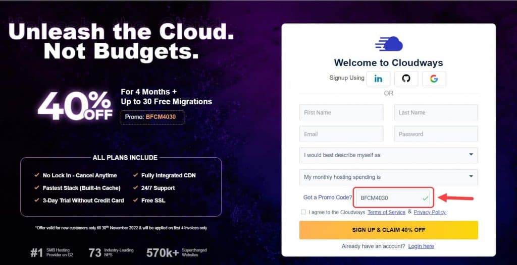 Cloudways Sign Up Coupon Code