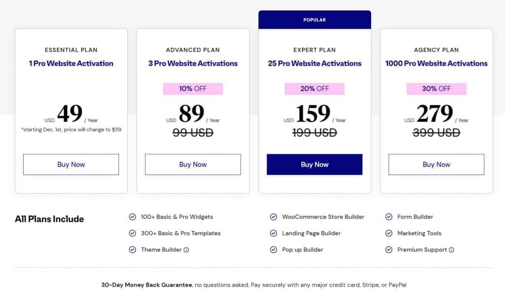 Elementor Page Builder Black Friday Pricing