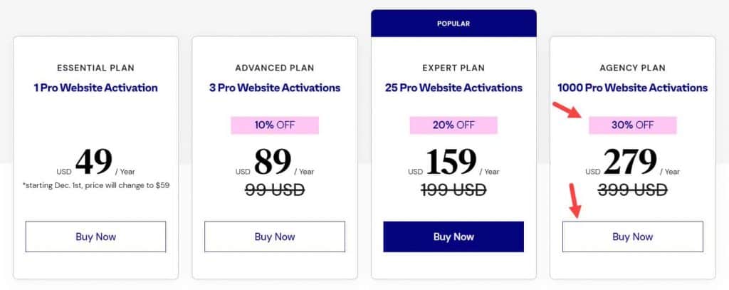 Elementor Pro BF Pricing