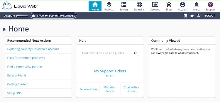Liquid Web Control Interface
