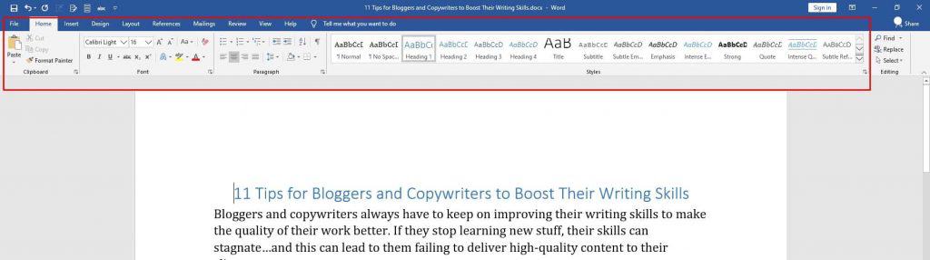 MS Office Content Formating