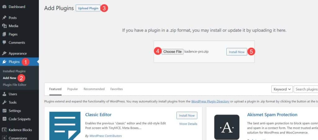Kadence Pro Installation