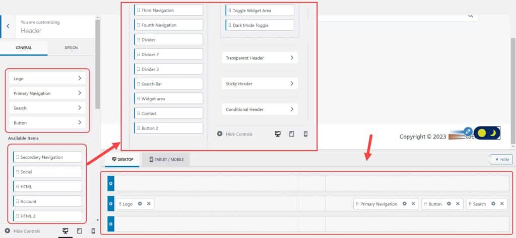 Kadence Theme Advanced Header Builder