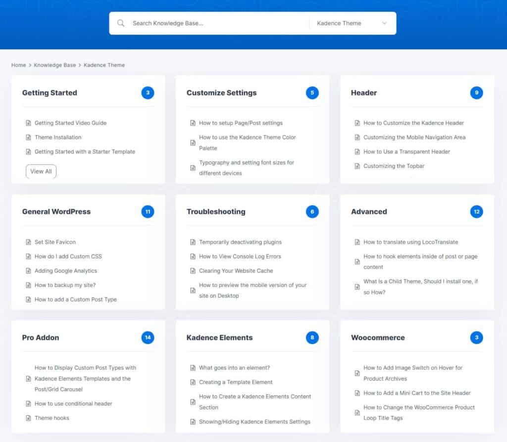 Kadence Theme Knowledge Base