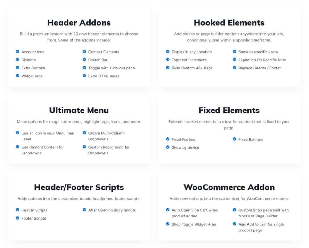 Kadence Theme Pro Features
