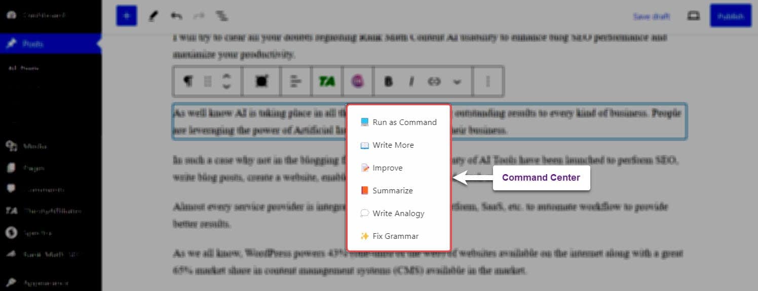 Comand Center Interface