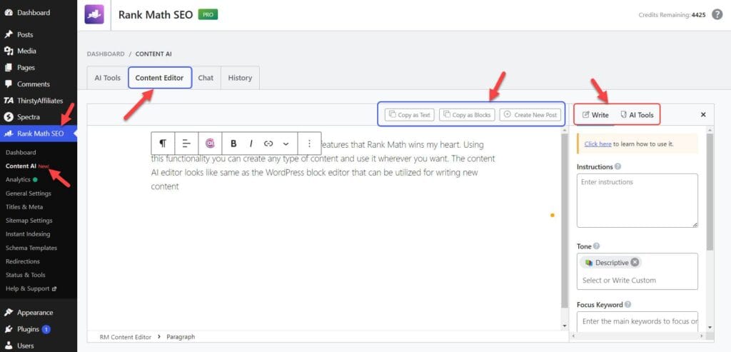 Content AI Dedicated Editor