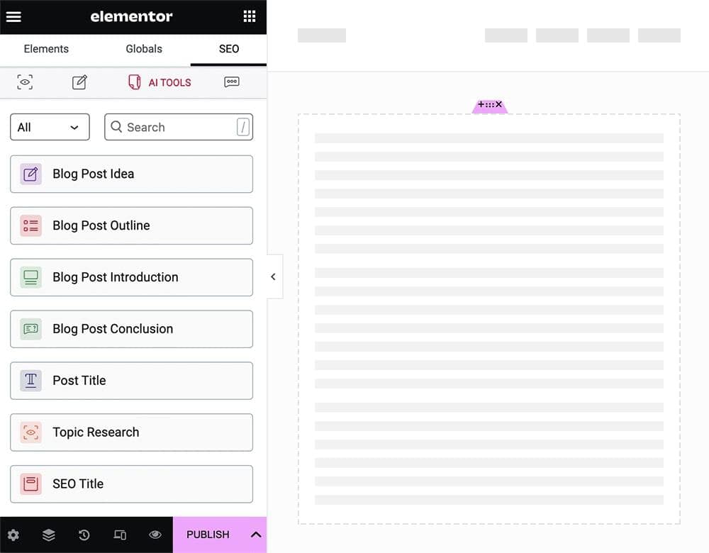 content ai elementor integration