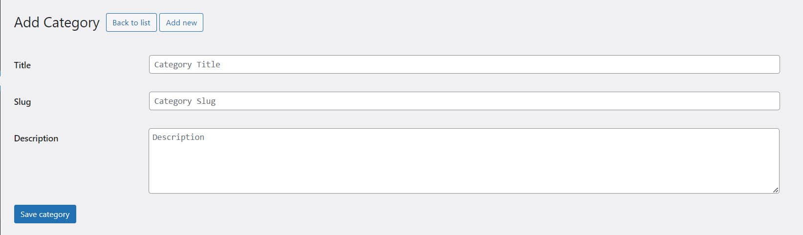 Create Category
